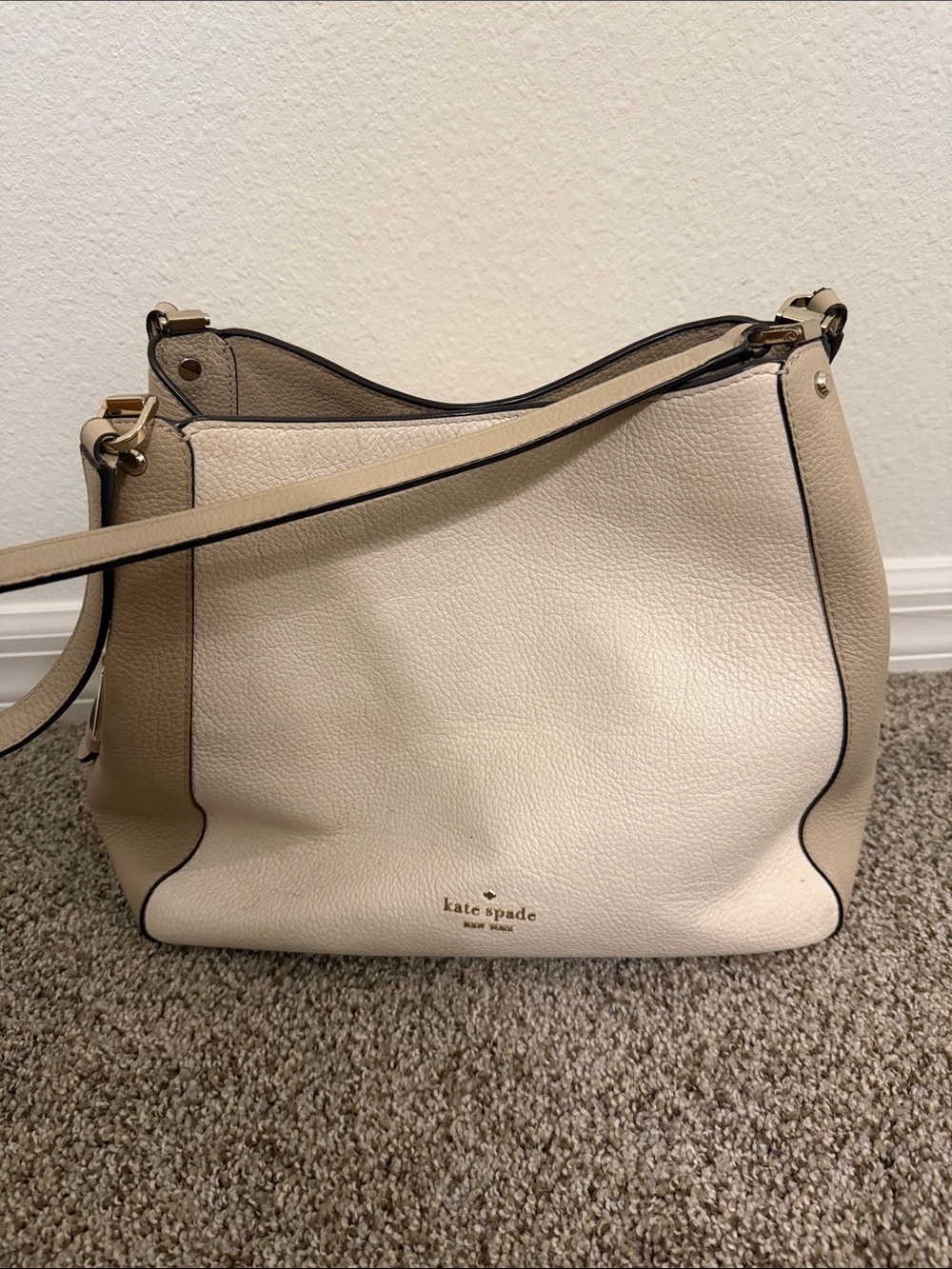 Kate Spade Cream Pebbled Leather Shoulder Bag